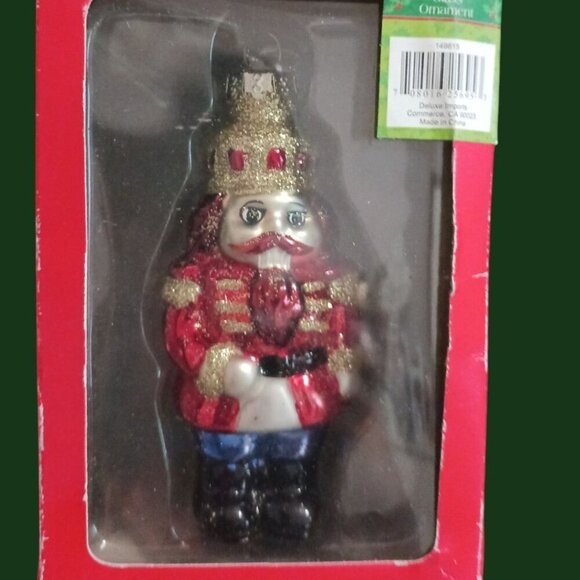 Holiday inspiration Nutcracker Glass Ornament 5" Handcrafted Holiday Decor - Picture 1 of 2